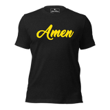 Black Amen Corner T-shirt with Yellow Lettering