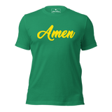 Green Amen Corner T-shirt with Yellow Lettering