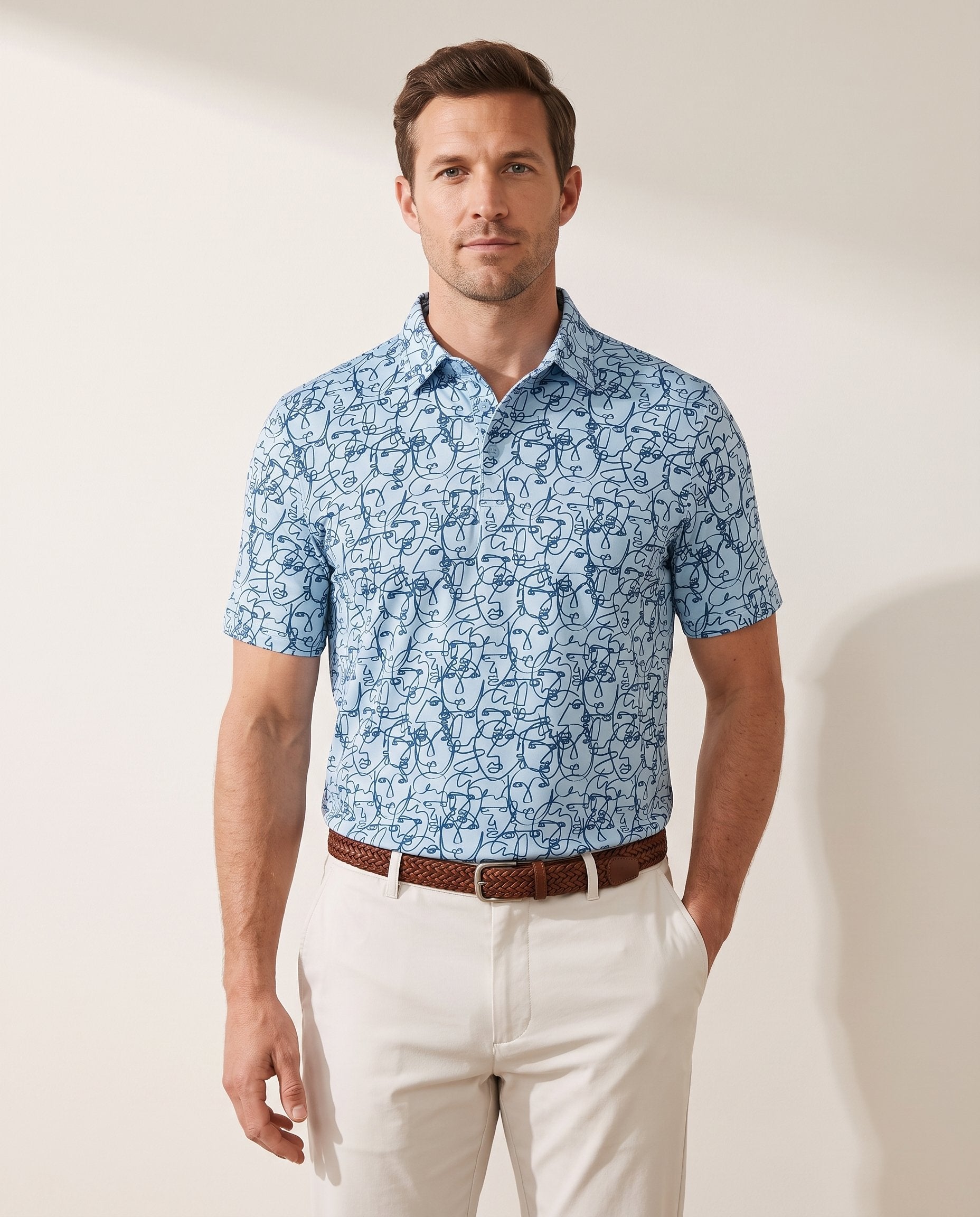 All Eyes On Me polo on model — front view