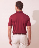Island Inferno polo on model — back view