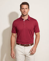 Island Inferno polo on model — front view
