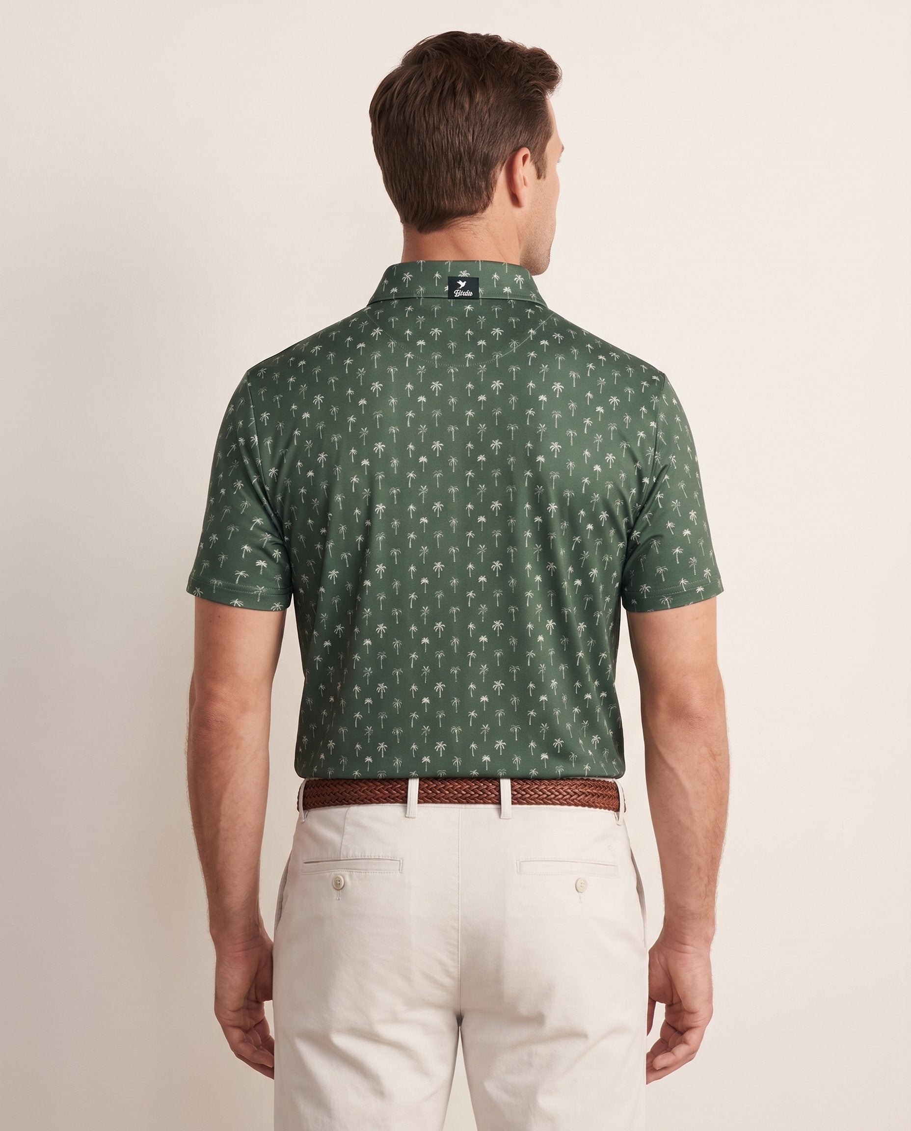The Palms polo on model — back view