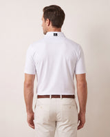 White Azalea polo on model — back view
