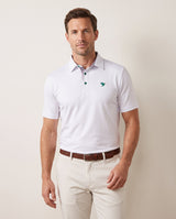 White Azalea polo on model — front view