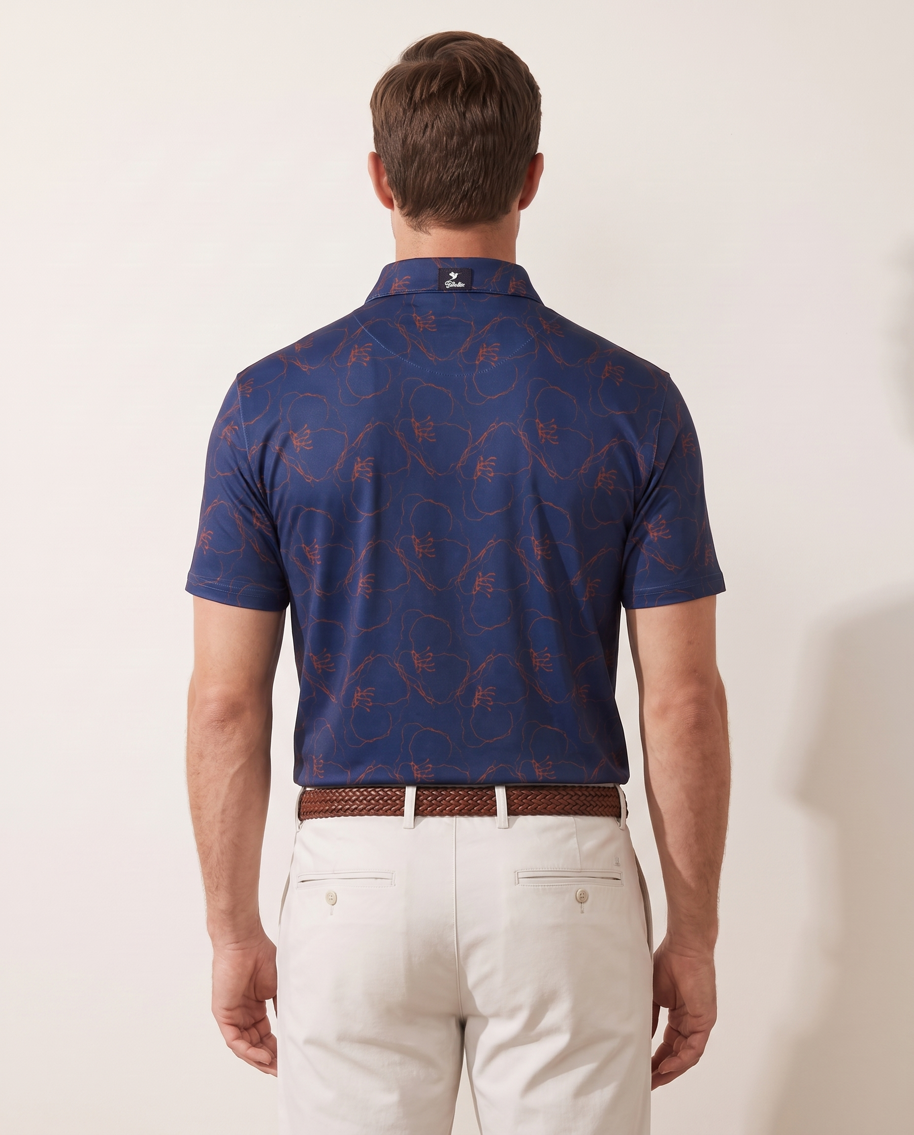 The Poppy polo on model — back view