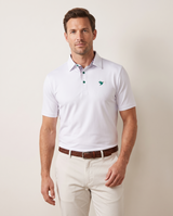 White Azalea polo on model — front view