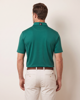Green Azalea polo on model — back view