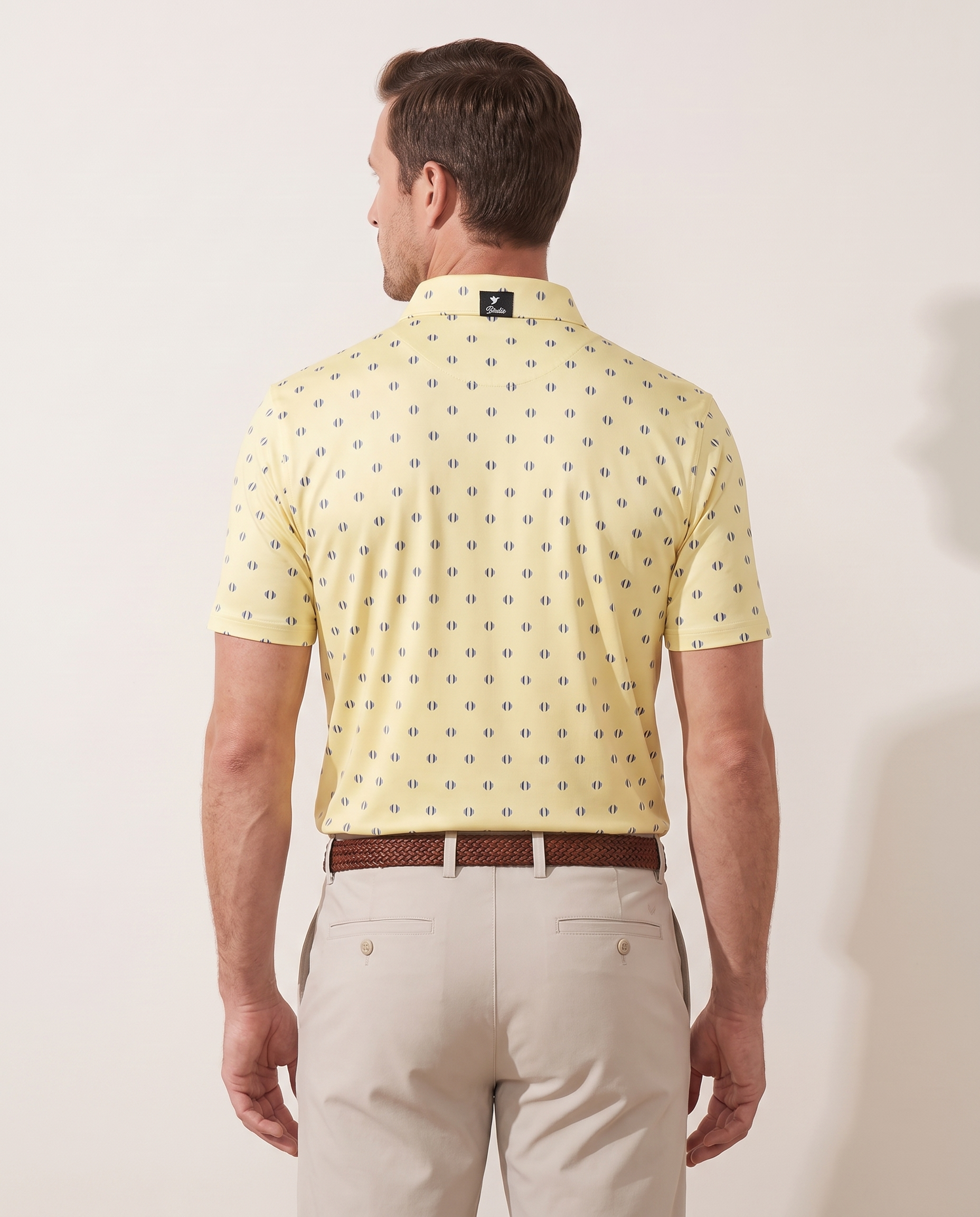 Sunny Spot polo on model — back view