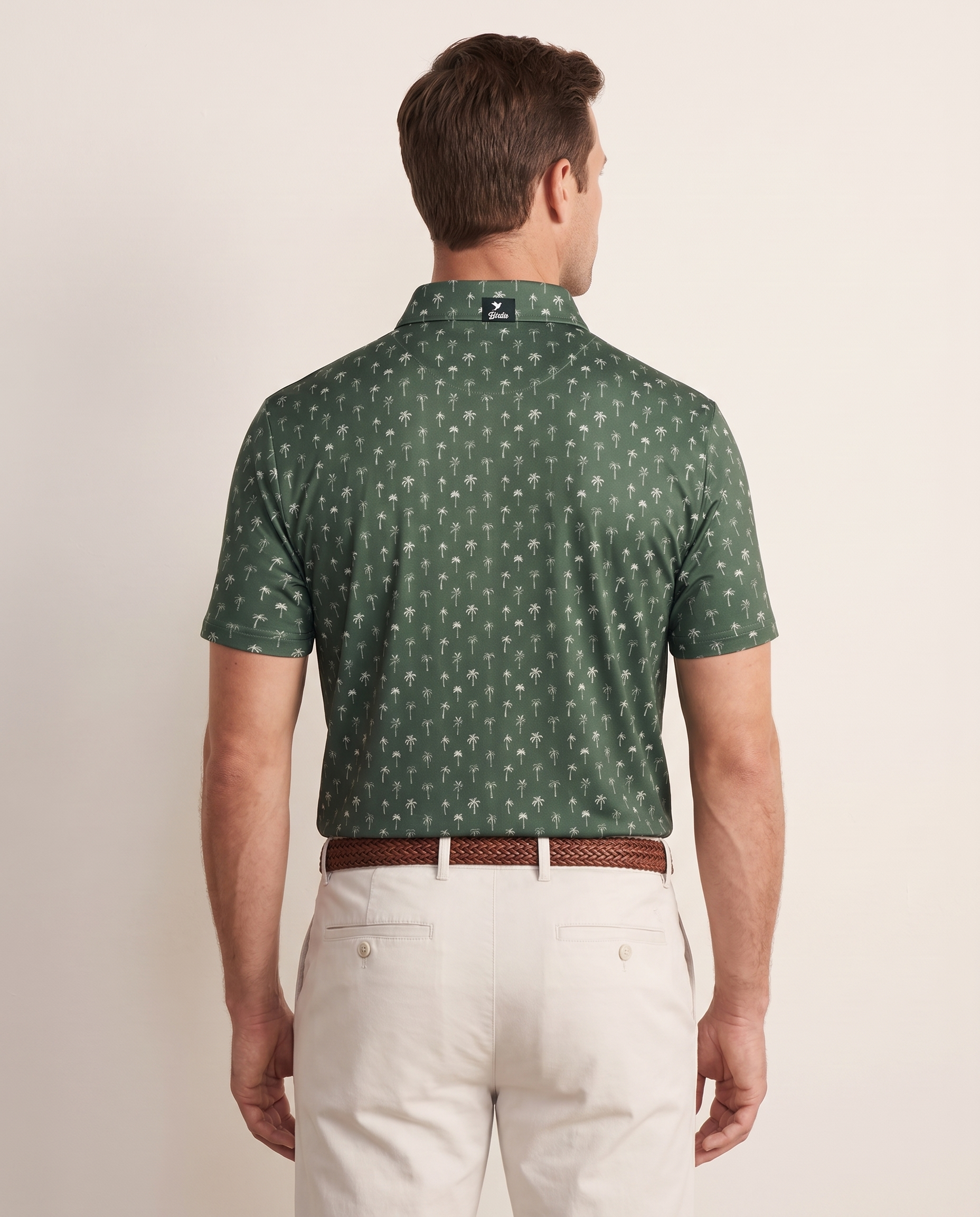 The Palms polo on model — back view