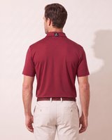 Island Inferno polo on model — back view