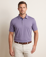 Lavender Legends polo on model — front view