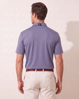 Lavender Legends polo on model — back view