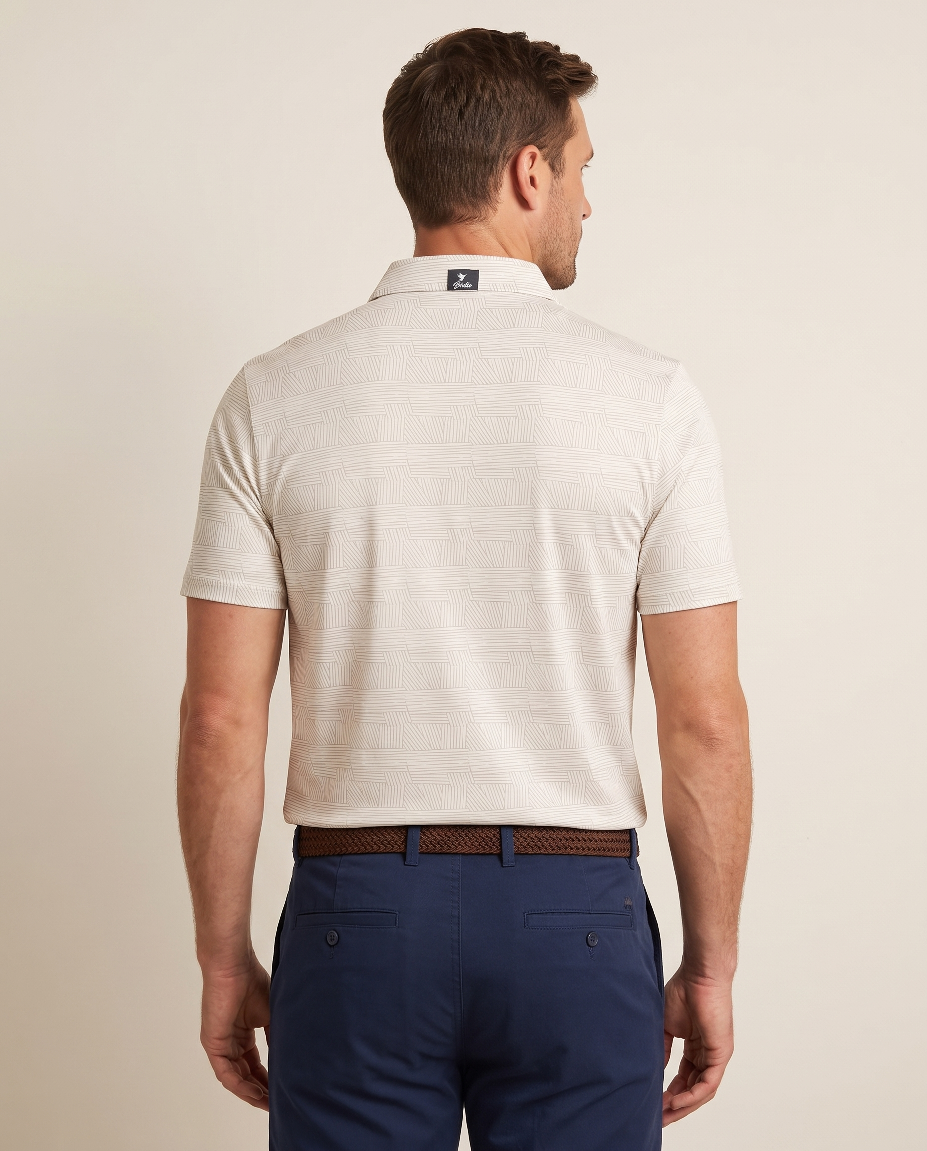 The Sandbar polo on model — back view