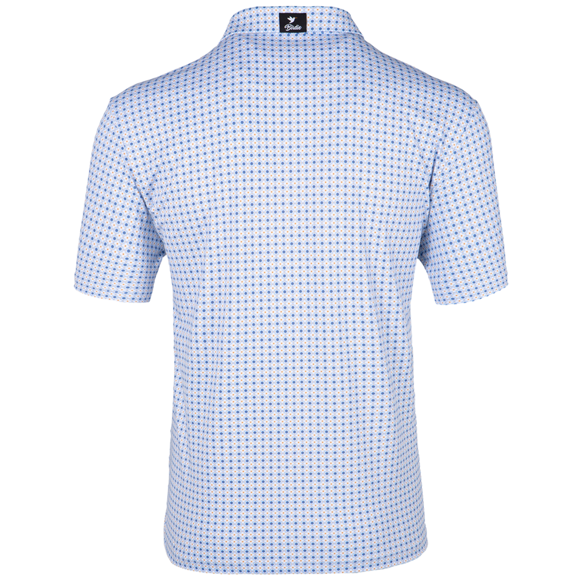 The Azulejo polo shirt from Birdie Threads is crafted with attention to detail, featuring a classic polo collar and a button-down front for a timeless look. The intricate azulejo tile pattern is printed all over the shirt, creating a bold and statement-making design. 