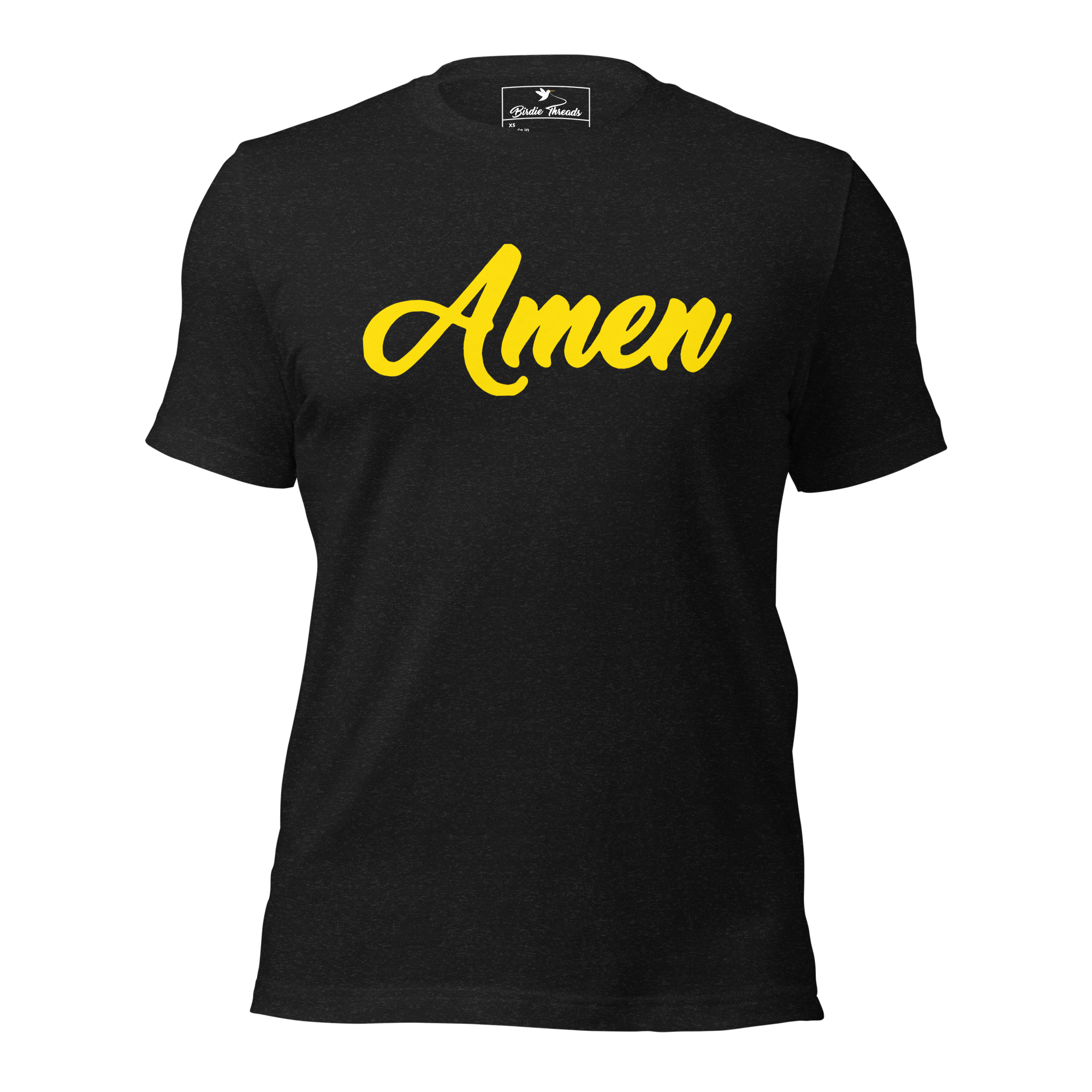 Black Amen Corner T-shirt with Yellow Lettering