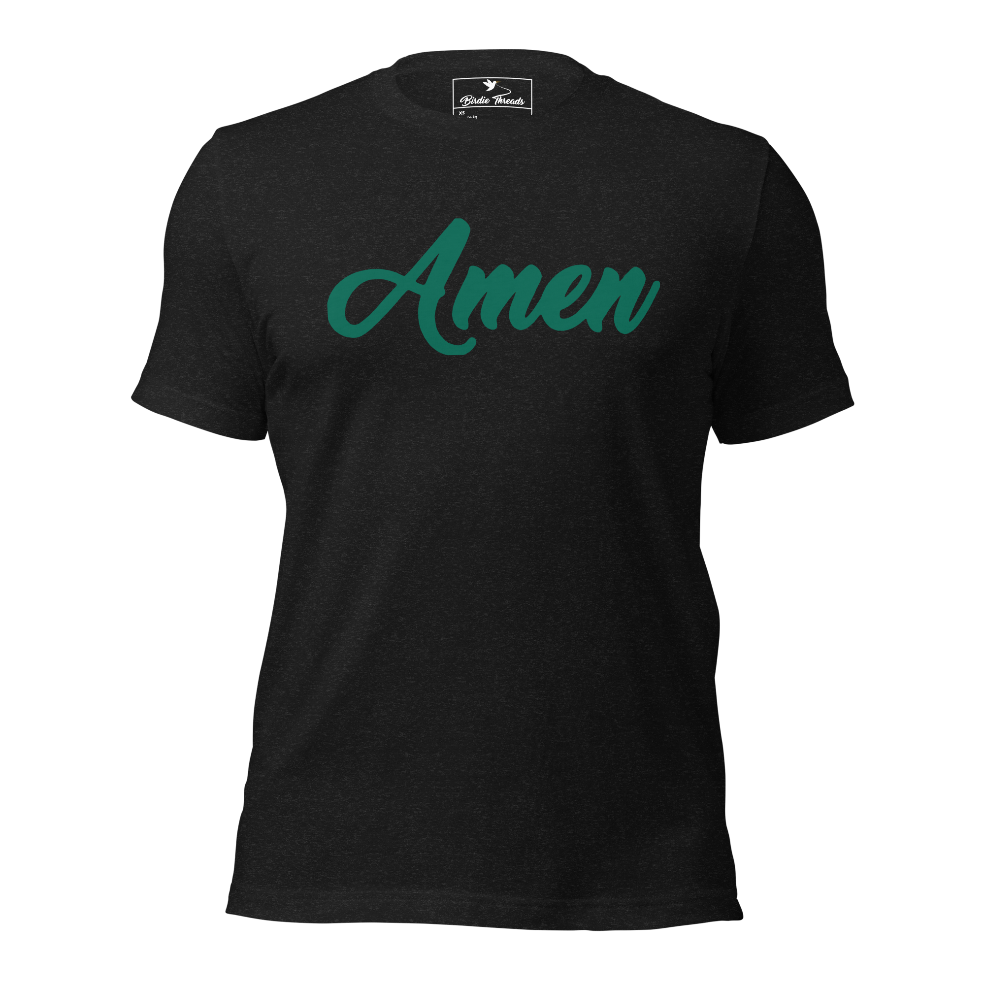 Black Amen Corner T-shirt with Green Lettering