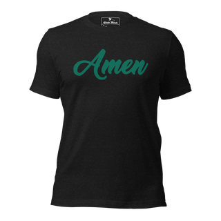 Black Amen Corner T-shirt with Green Lettering