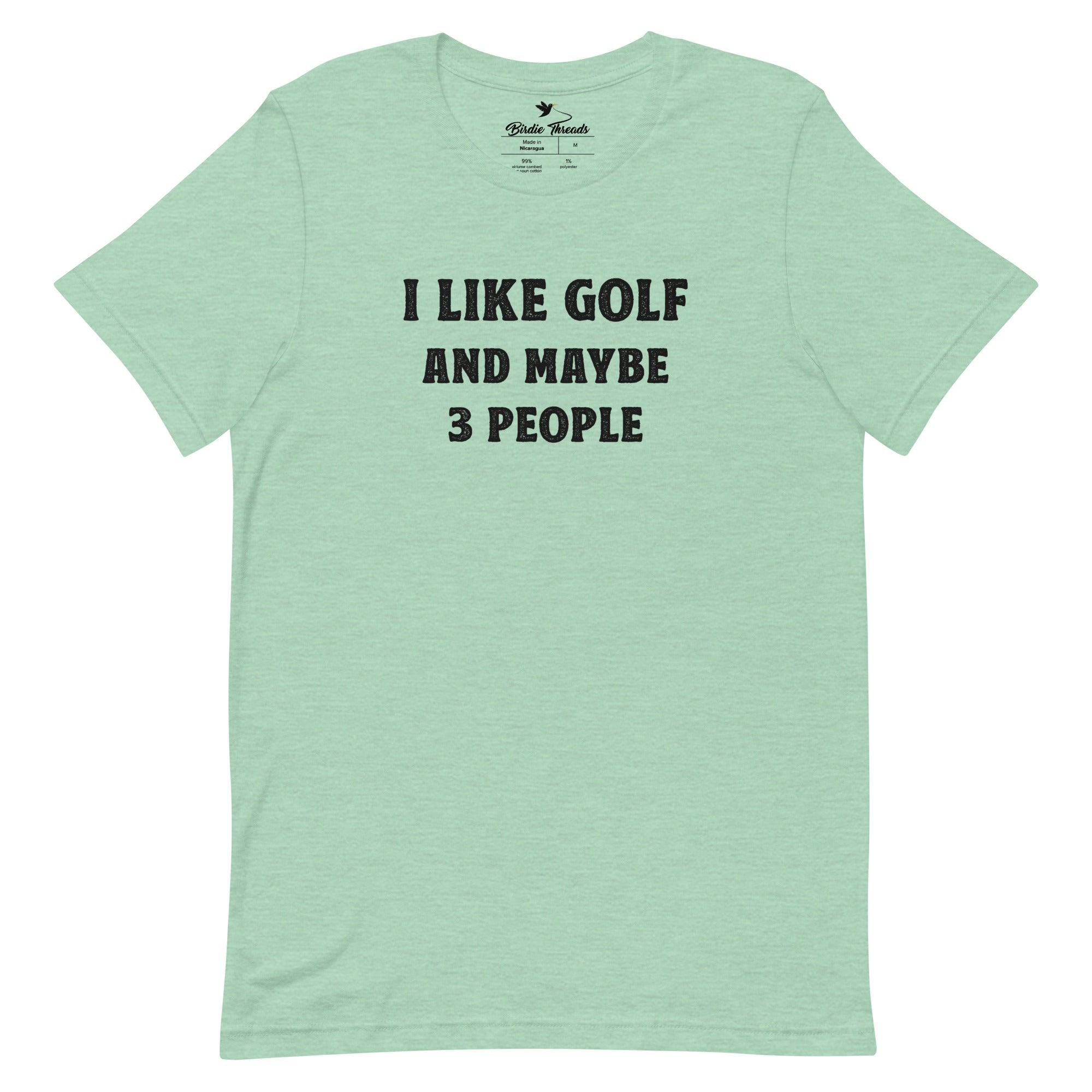 I Like Golf and Maybe 3 People T-Shirt - Heather Prism Mint - Birdie Threads