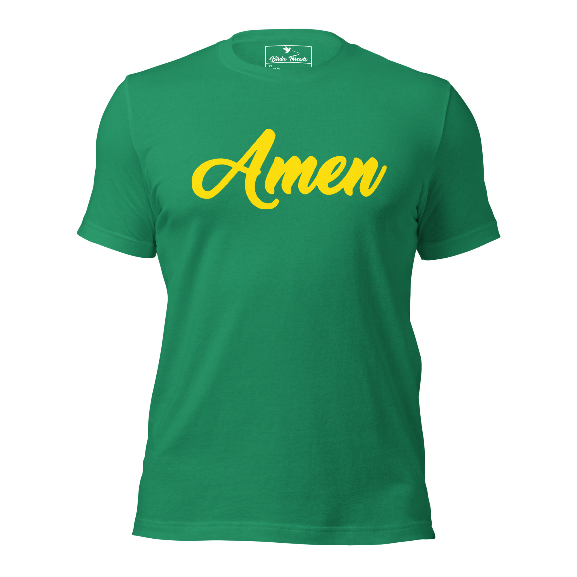 Green Amen Corner T-shirt with Yellow Lettering